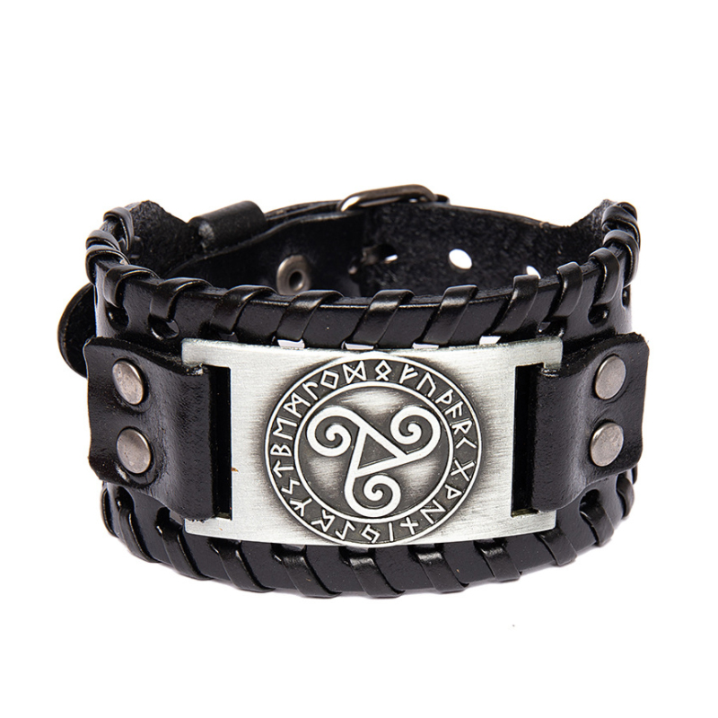 Bracelet viking Triskele breton en cuir