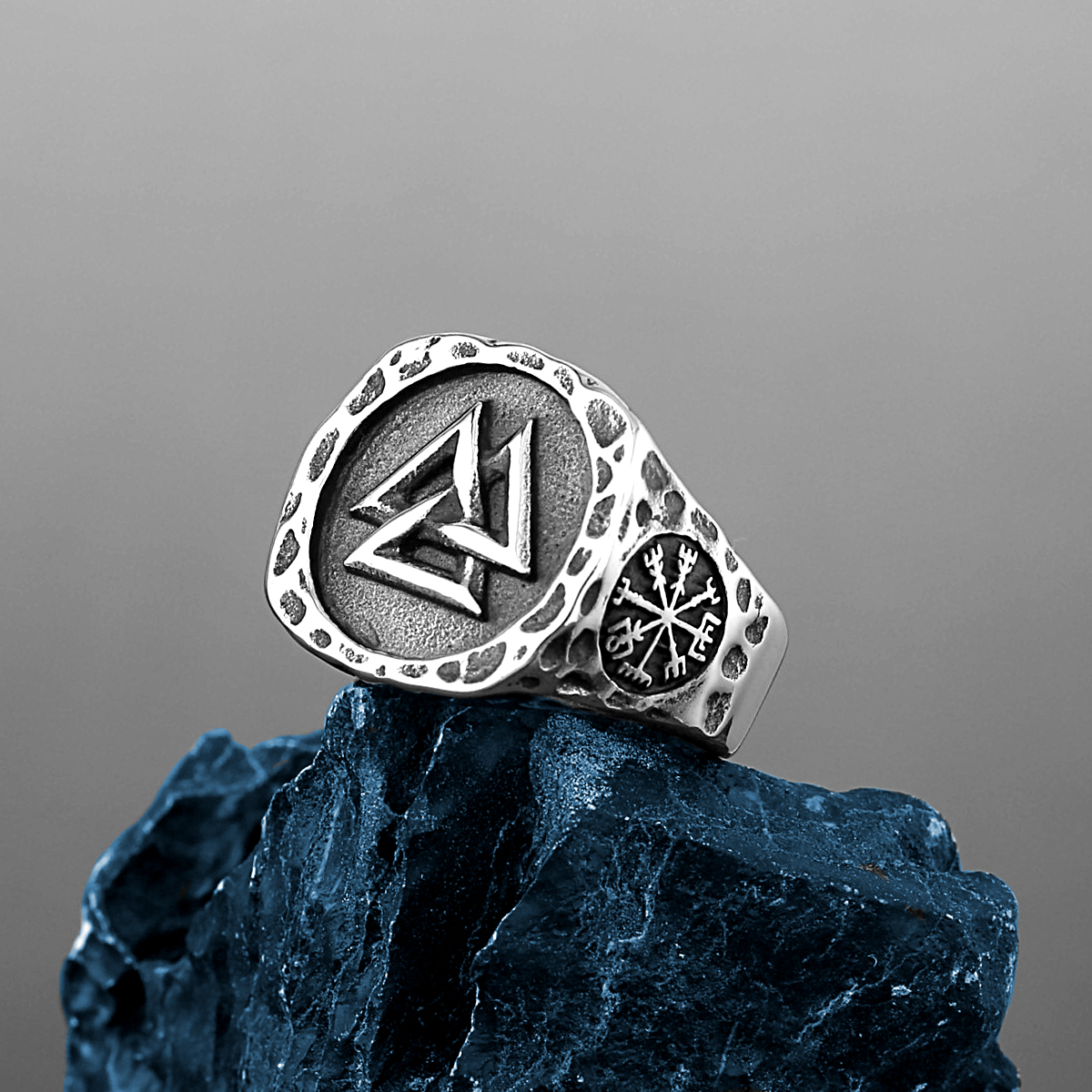 Bague Viking Valknut en Acier Inoxydable
