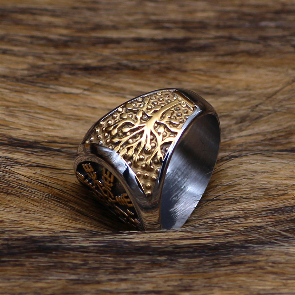 Bague Viking Vegvisir doré — vue 3