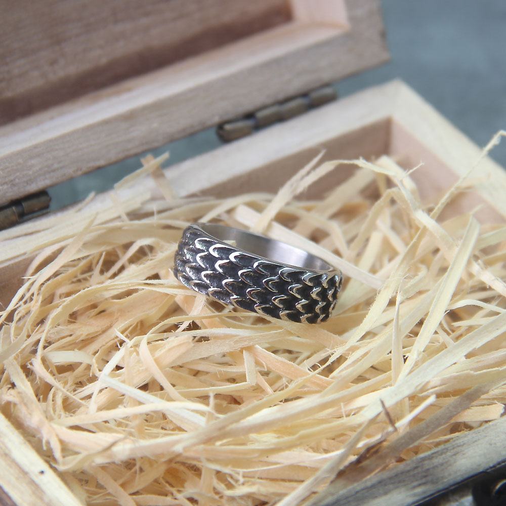 Bague viking peau de dragon — vue 2