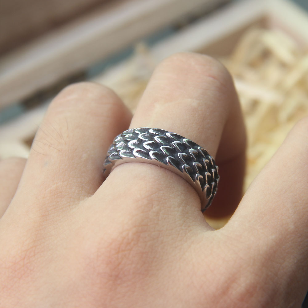 Bague viking peau de dragon — vue 3