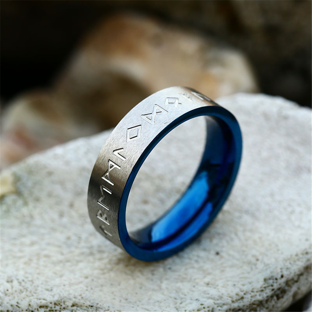 Bague viking rune bleu — vue 2
