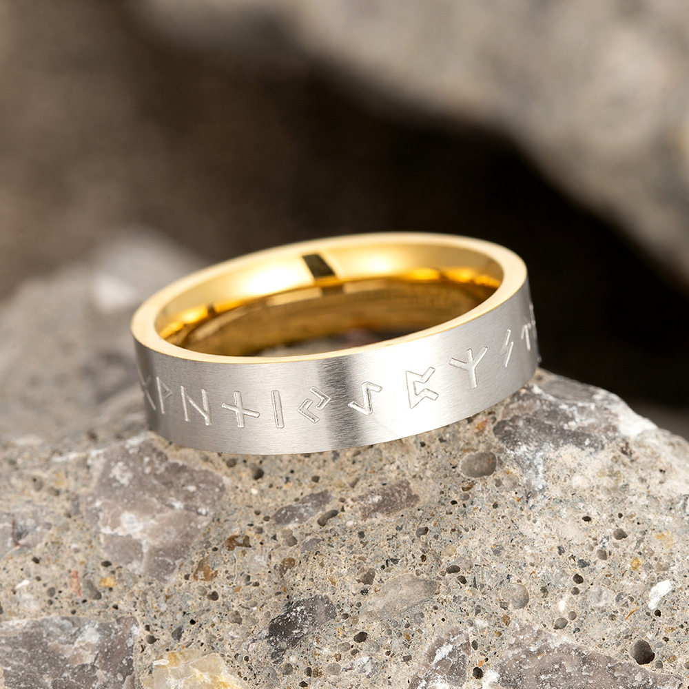 Bague viking rune dorée — vue 2