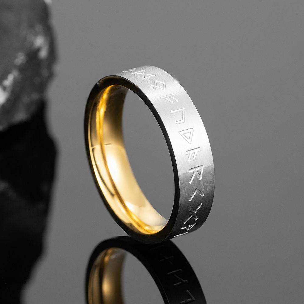 Bague viking rune dorée