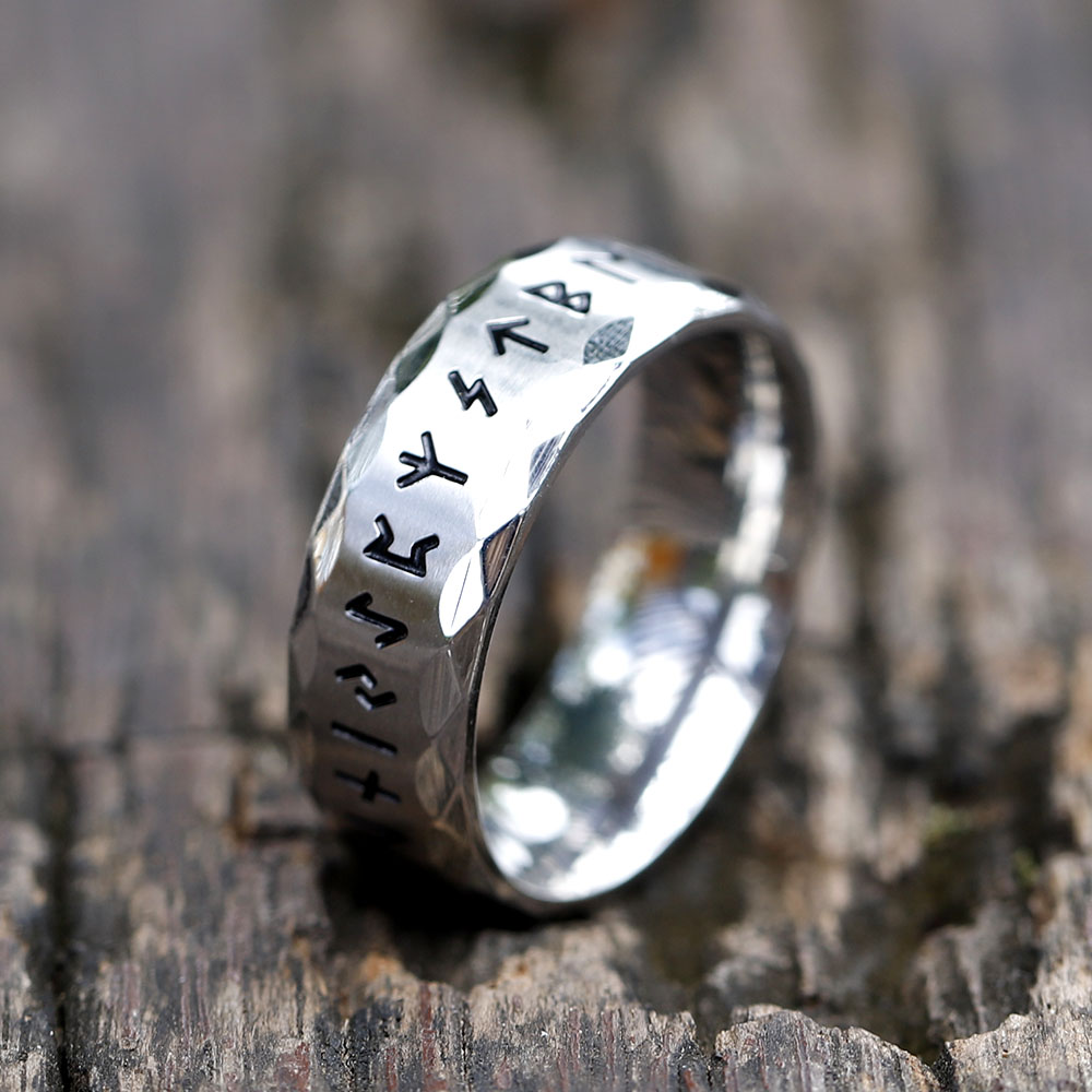 Bague viking rune odin argent