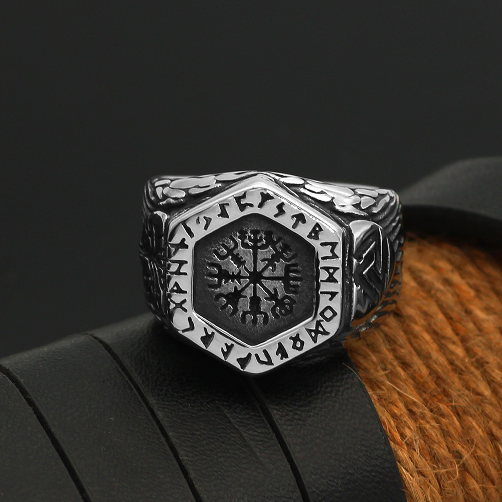 Bague viking boussole runique Vegvisir — vue 3