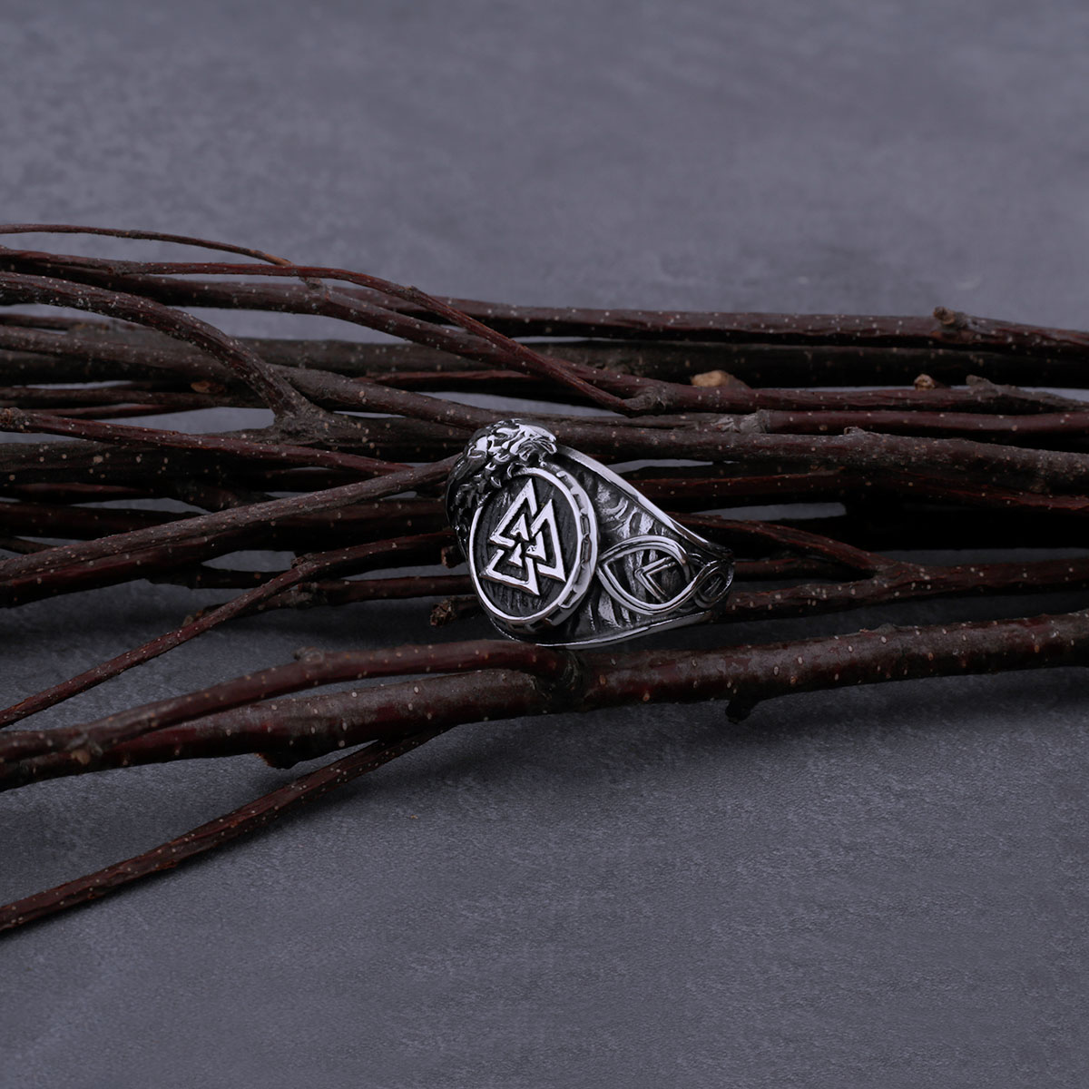 Bague viking symbole Valknut