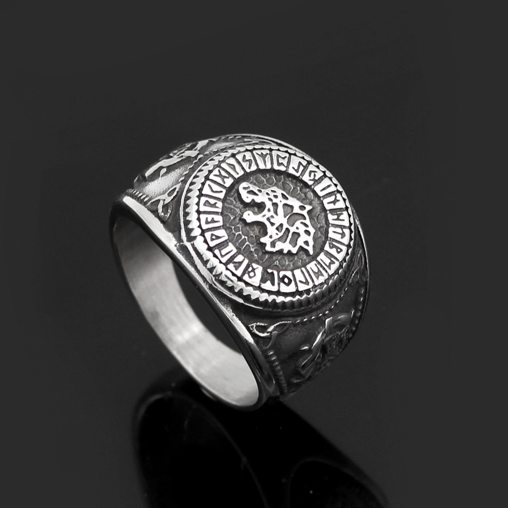 Bague viking tête de loup