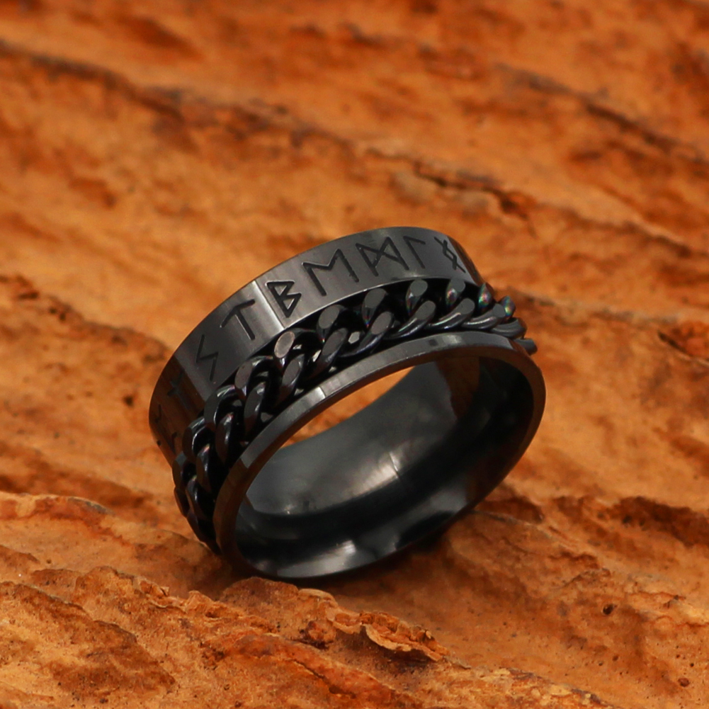 Bague viking tressé noir