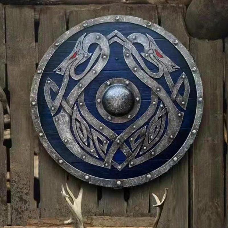 Bouclier Viking médiéval dragons yeux rouges