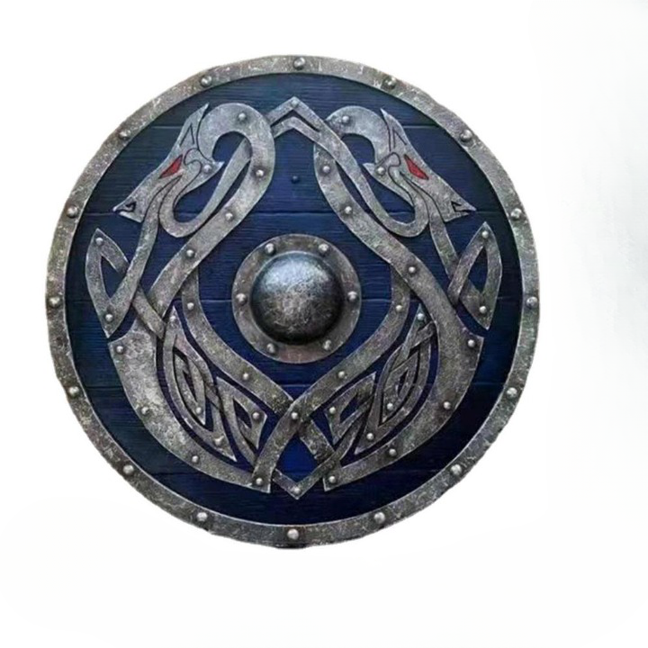 Bouclier Viking médiéval dragons yeux rouges — vue 2