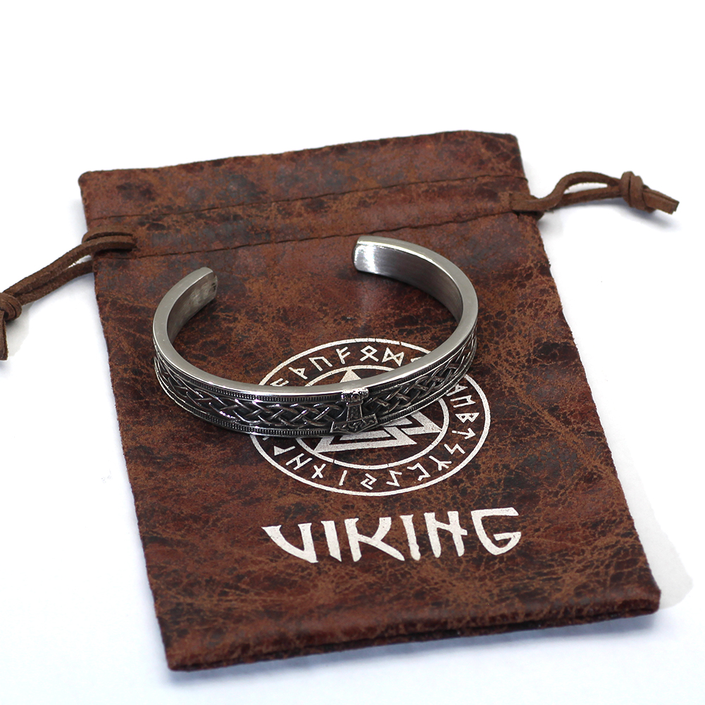 Bracelet Viking porteur du Mjolnir argenté — vue 3