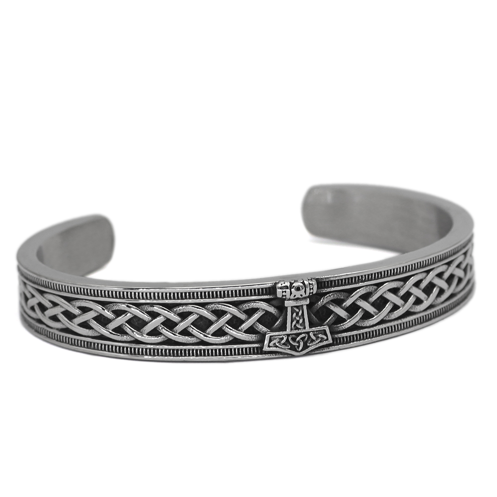 Bracelet Viking porteur du Mjolnir argenté — vue 2