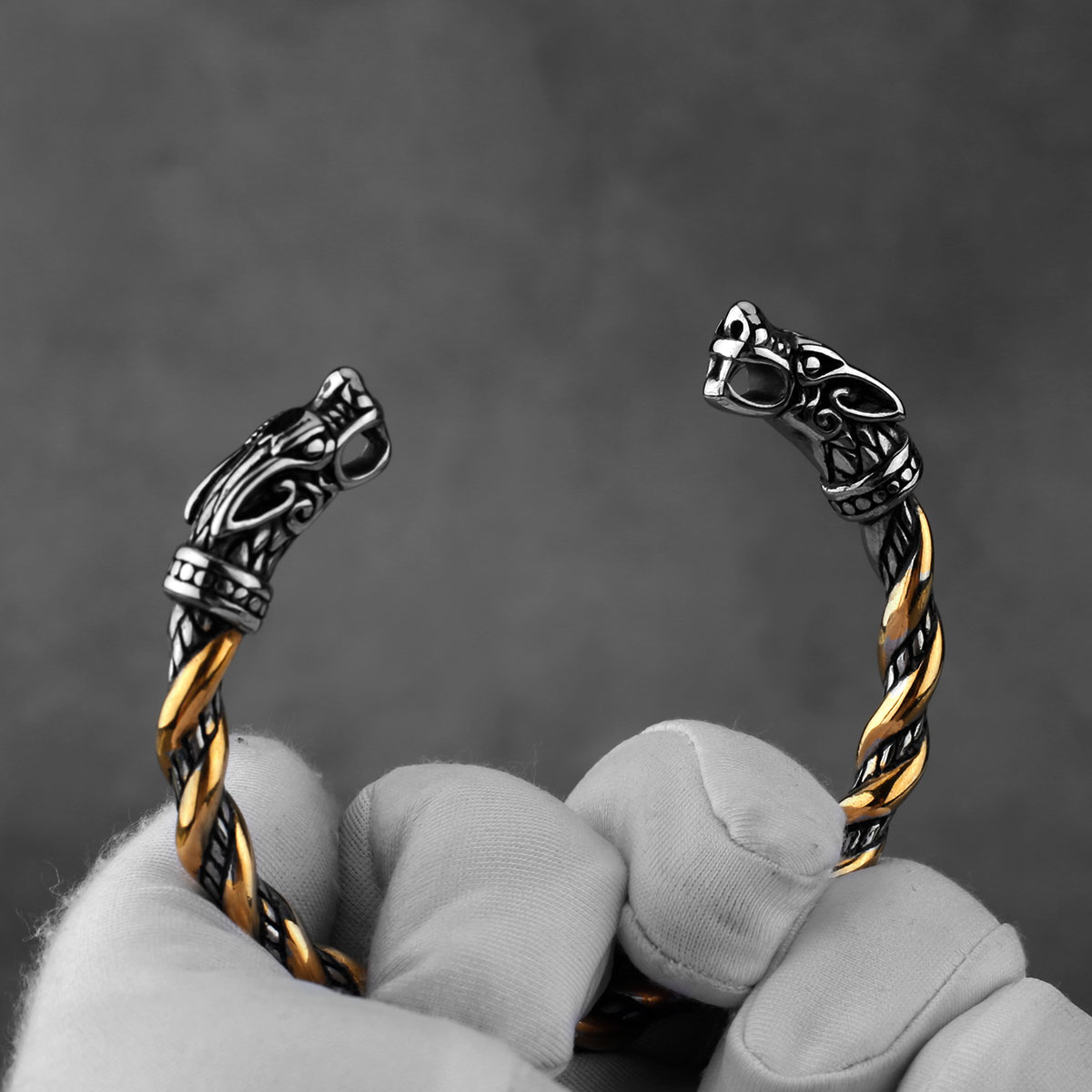 Bracelet Viking têtes de Fenrir mixte — vue 3