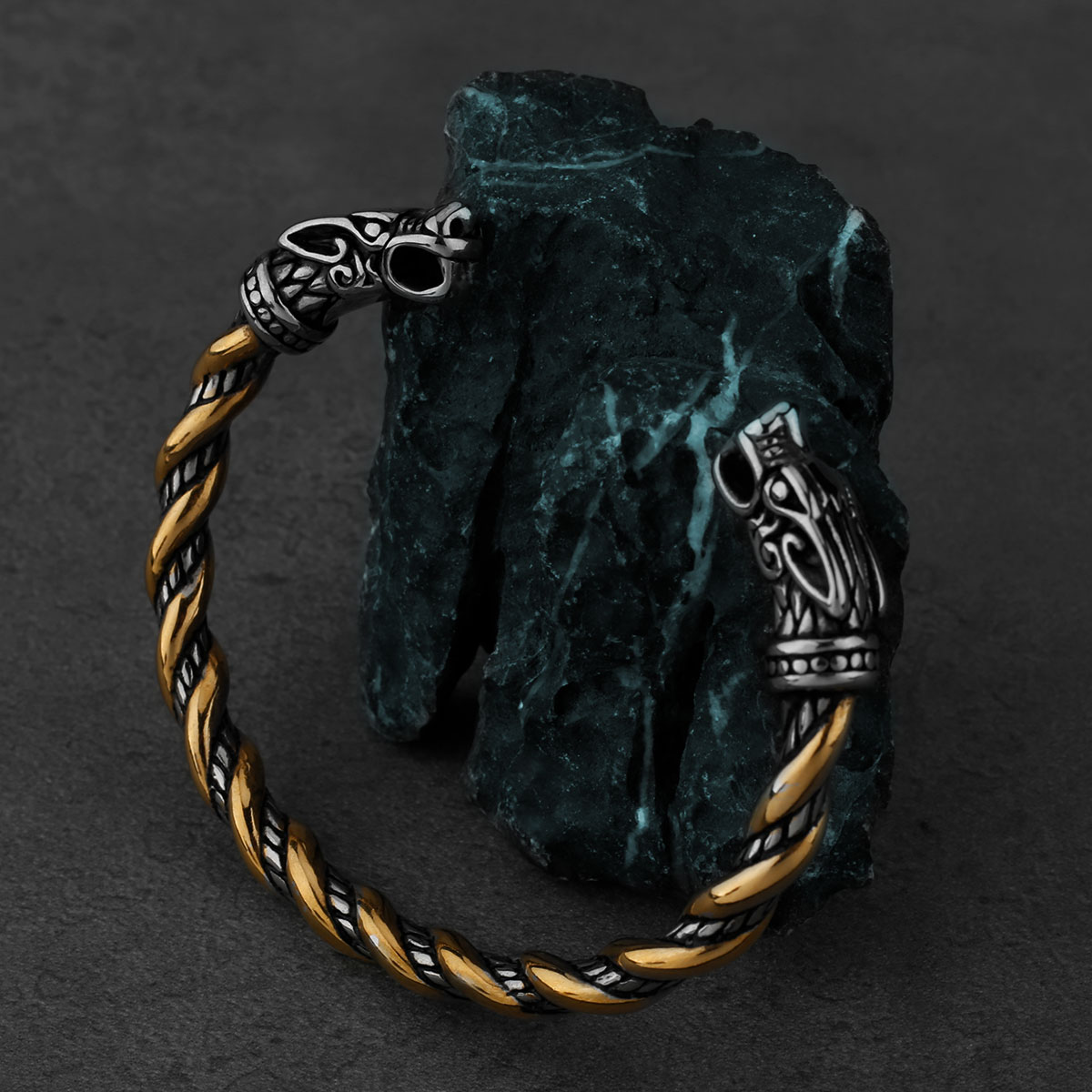 Bracelet Viking têtes de Fenrir mixte