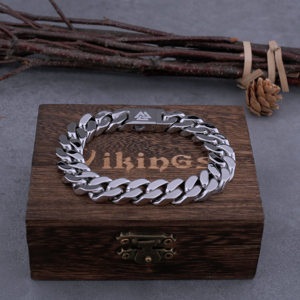 Bracelet viking Valknut argenté — vue 2