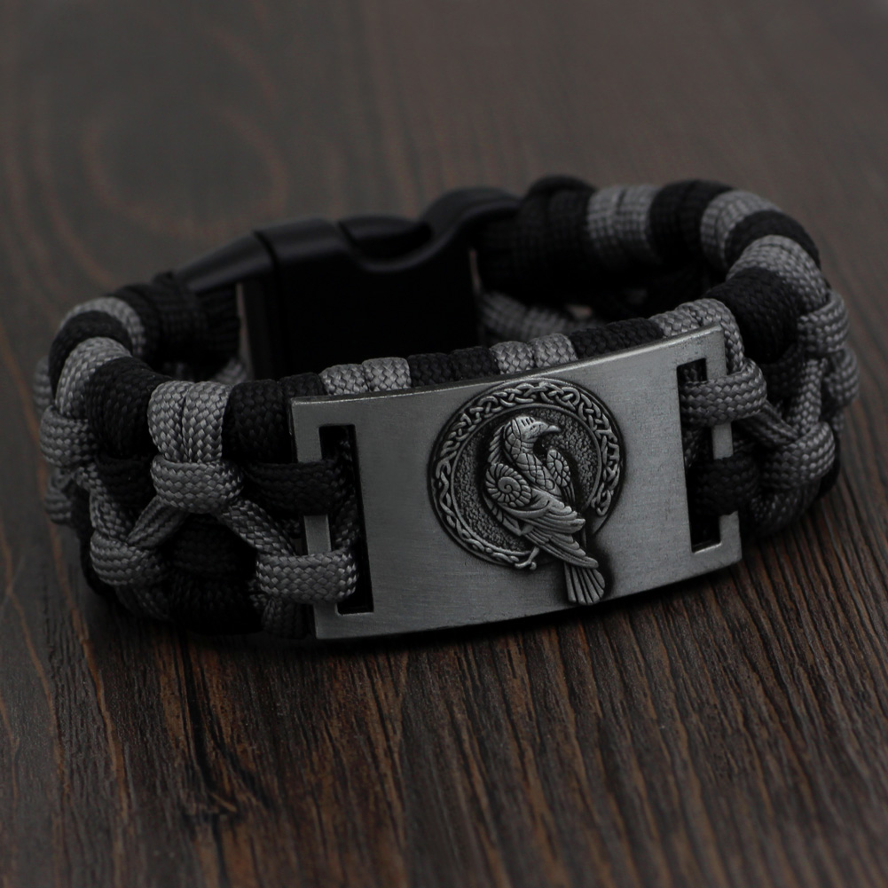 Bracelet viking corbeau d'Odin paracorde — vue 2