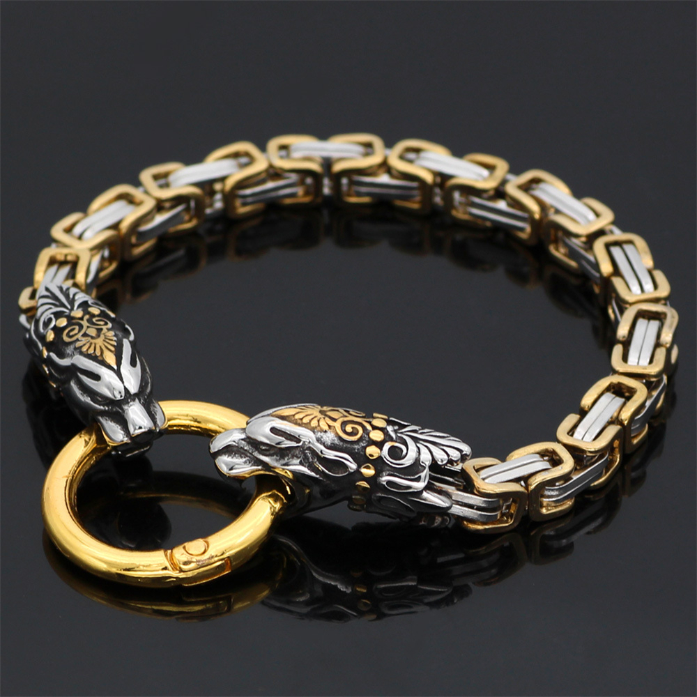 Bracelet viking tête de serpent doré — vue 3