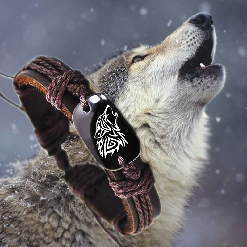Bracelet viking en corde loup — vue 3