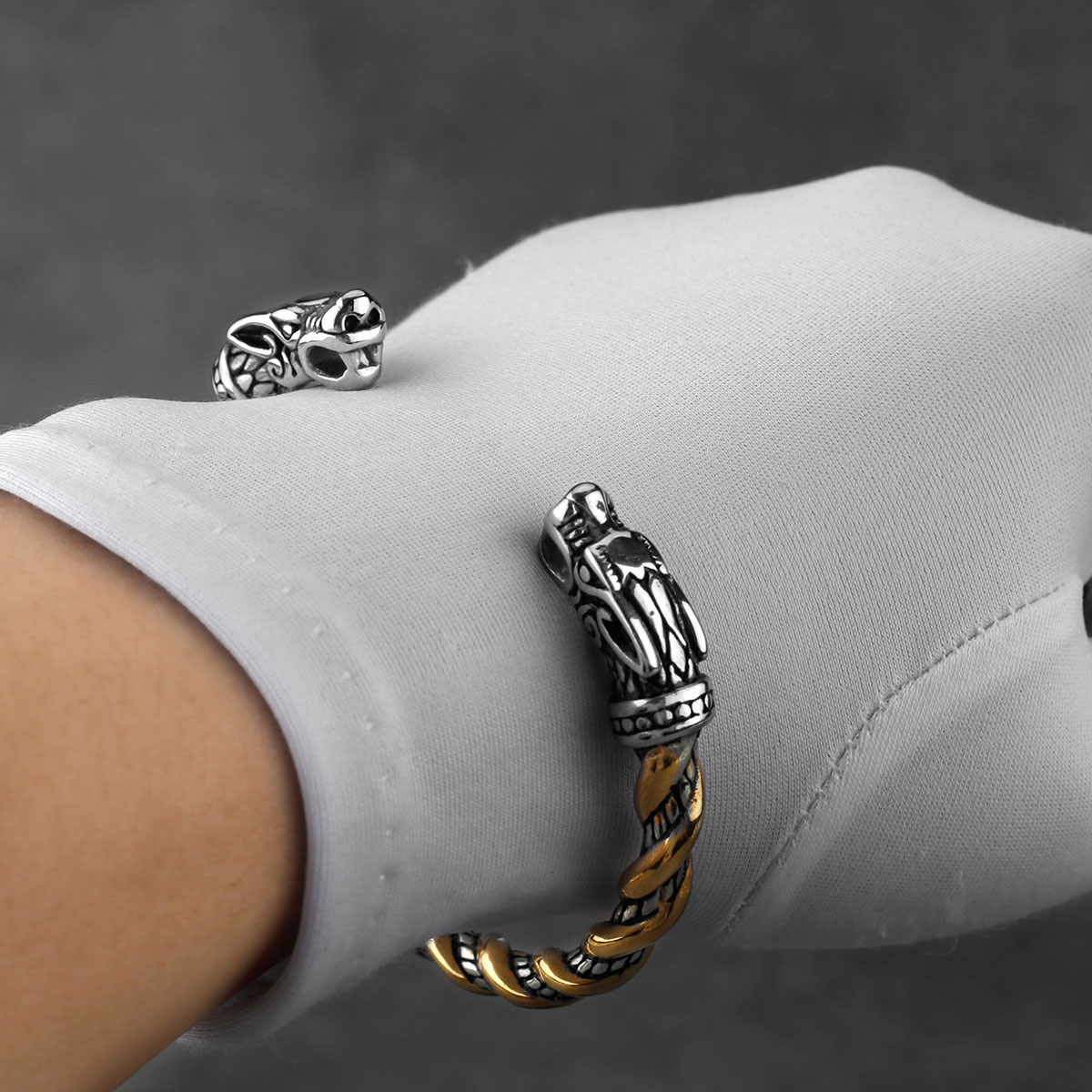 Bracelet Viking têtes de Fenrir mixte — vue 2