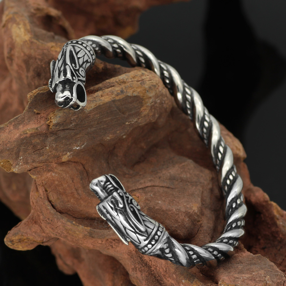 Bracelet viking têtes de Fenrir — vue 2