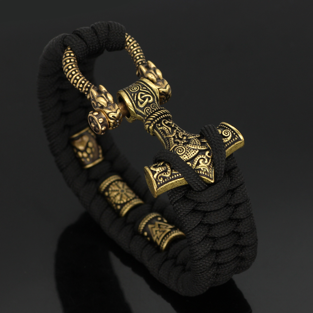 Bracelet viking Rune Mjolnir Scandinave — vue 3