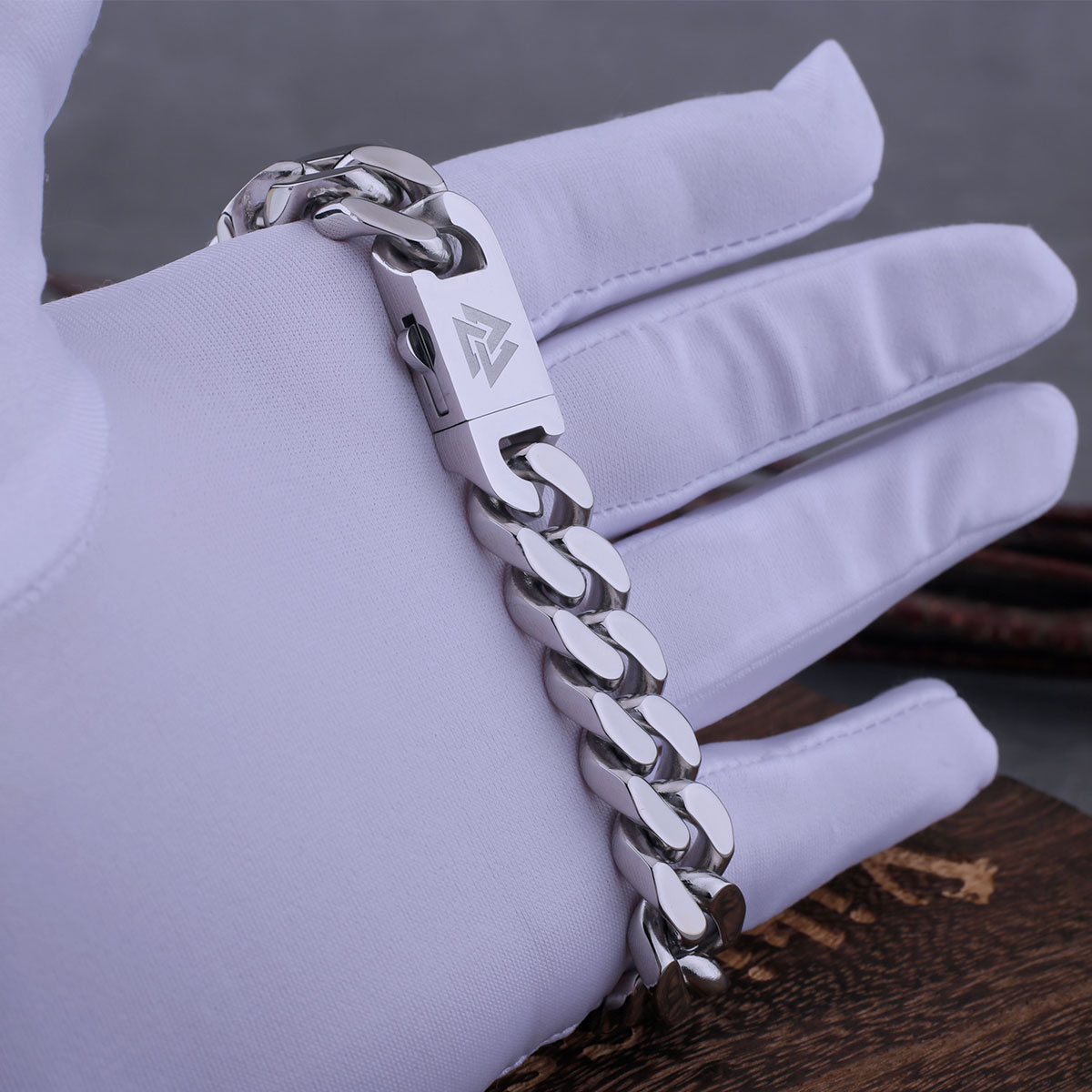 Bracelet viking Valknut argenté — vue 3
