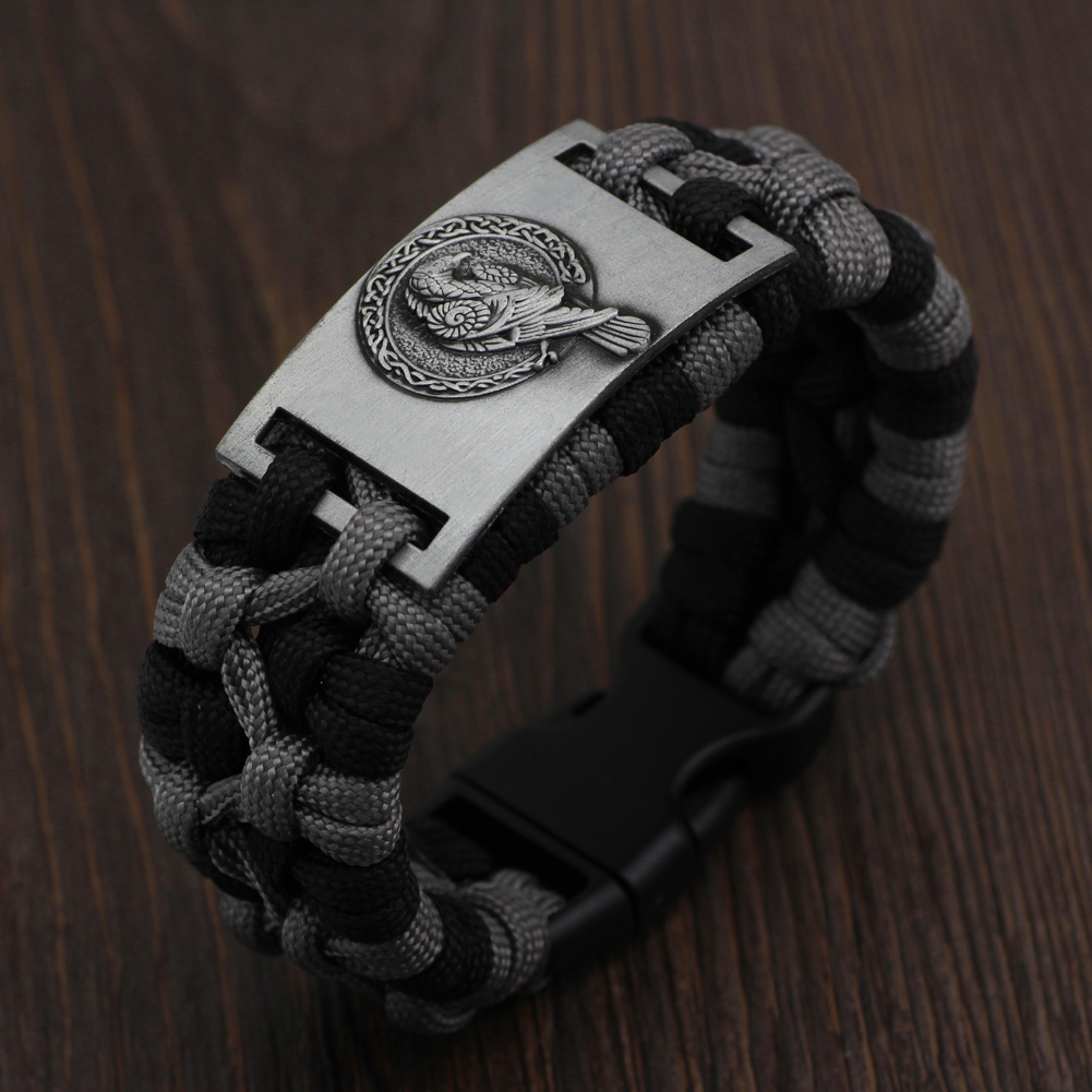Bracelet viking corbeau d'Odin paracorde