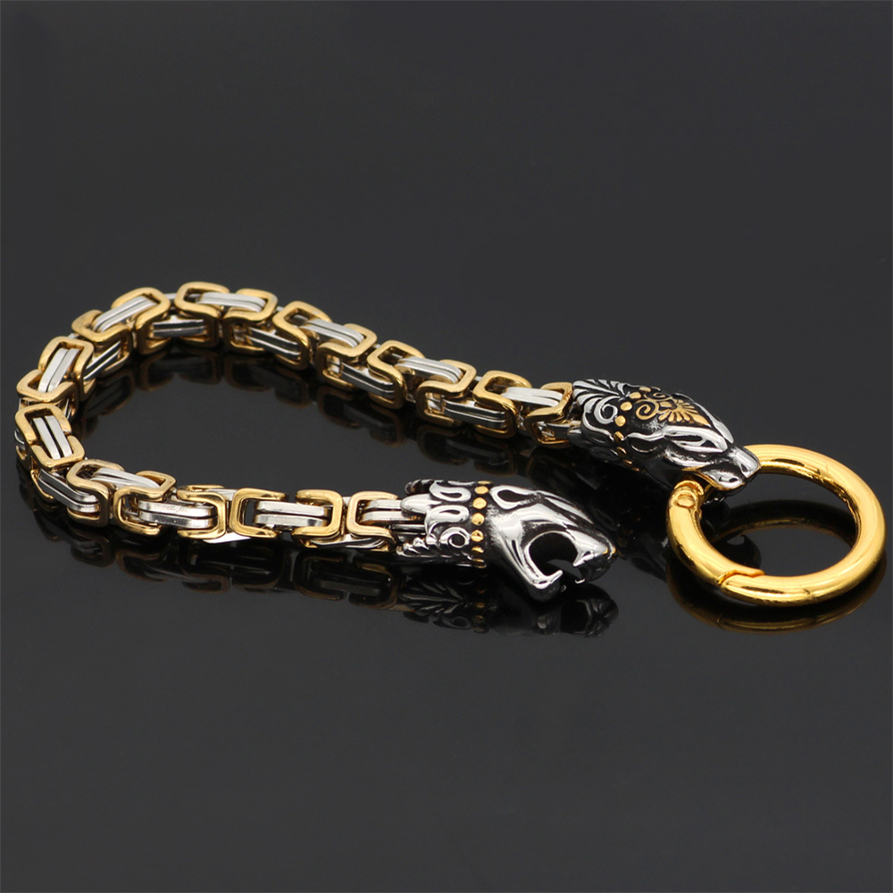 Bracelet viking tête de serpent doré — vue 2