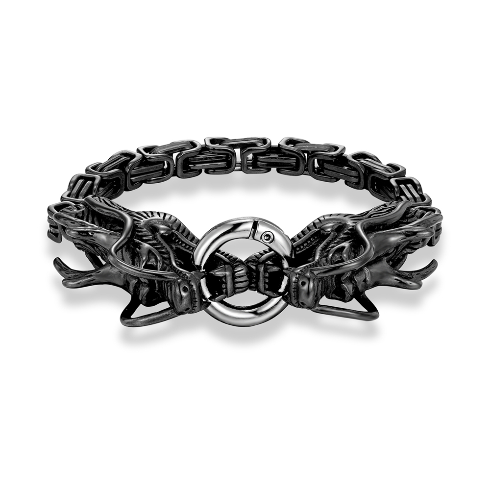 Bracelet viking dragon noir