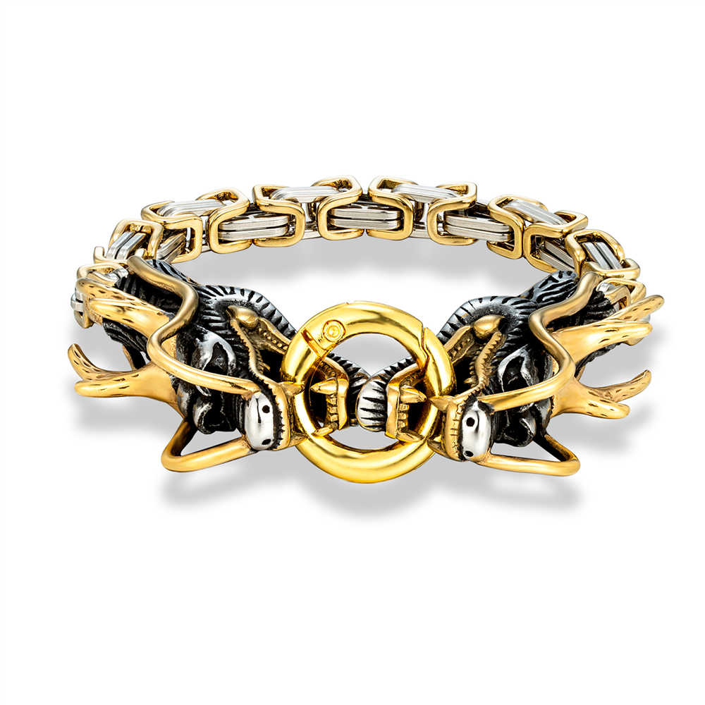 Bracelet viking dragon doré