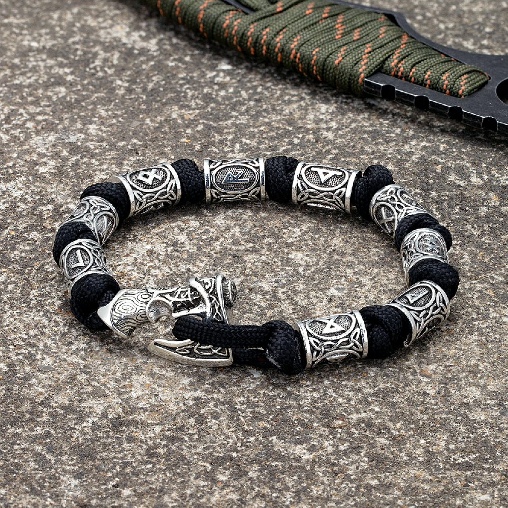 Bracelet viking nœuds nordiques noir