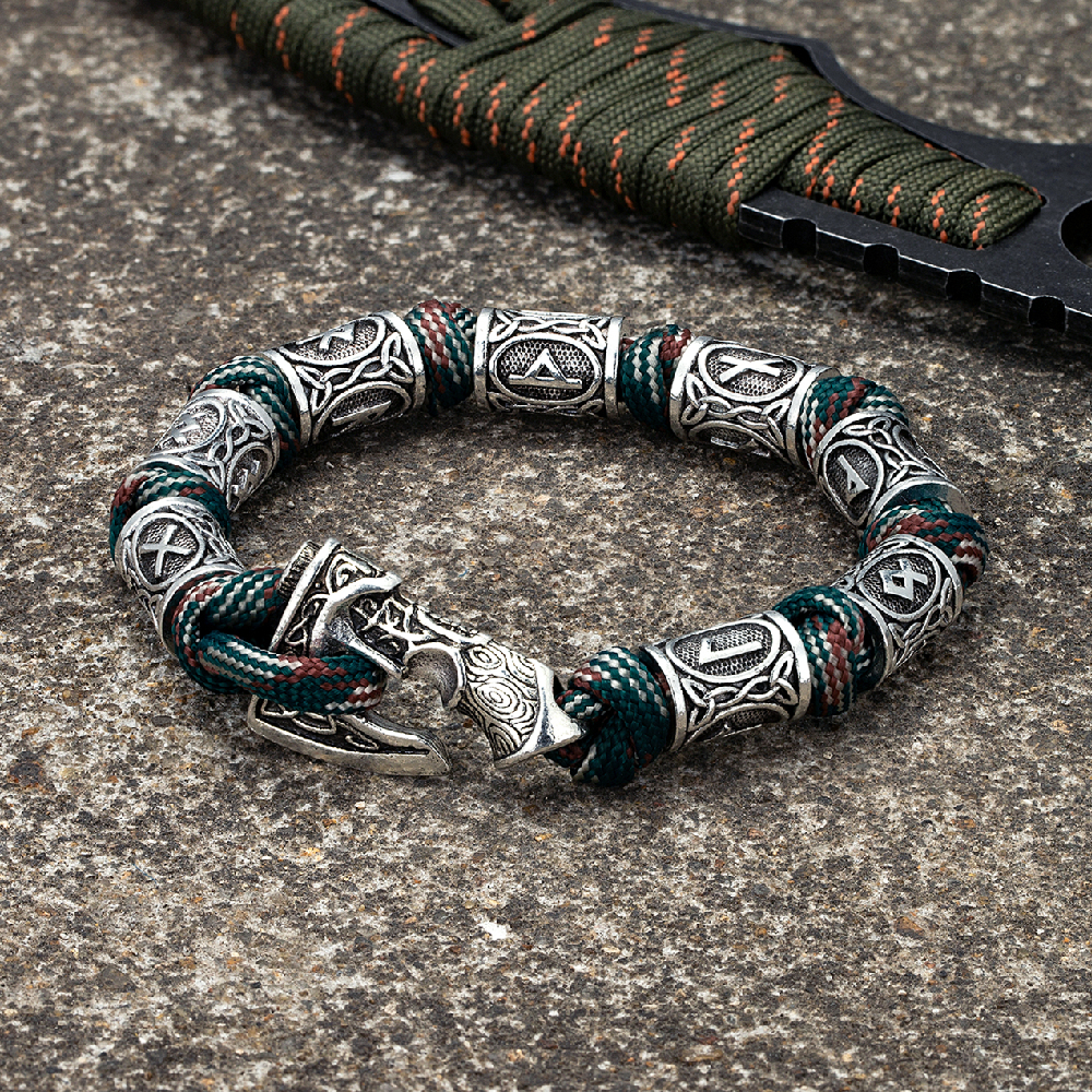 Bracelet viking nœuds nordiques vert