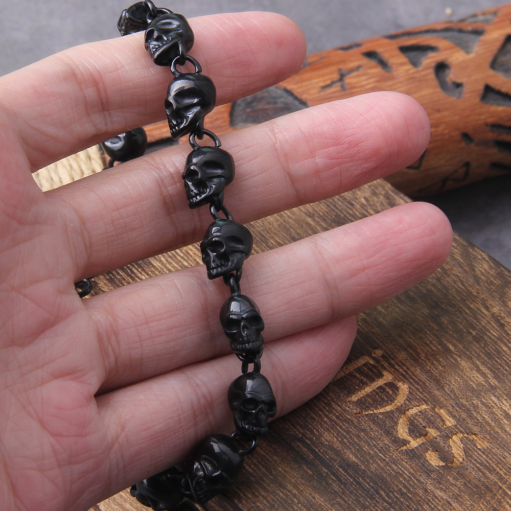 Bracelet viking tête de mort noir — vue 3