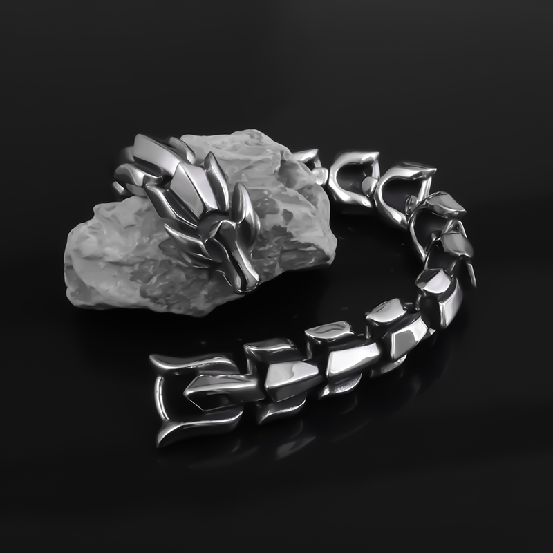 Bracelet viking serpent Jörmungand argenté