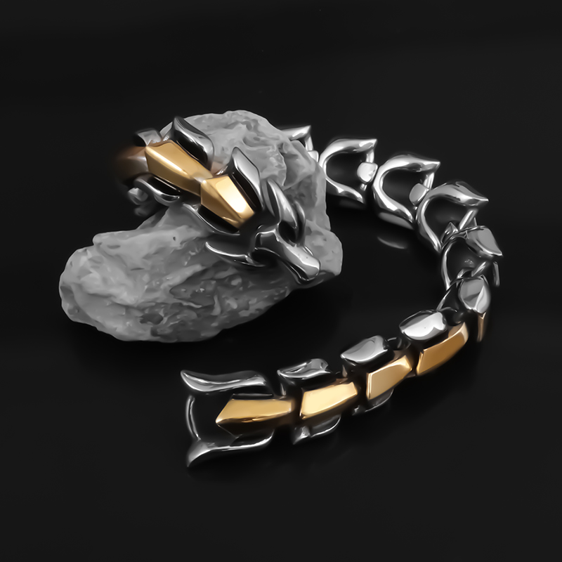 Bracelet viking serpent Jörmungand doré