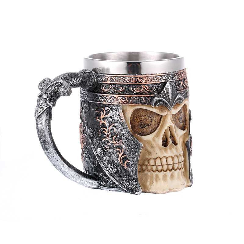Chope Viking tête de mort avec poignée — vue 2