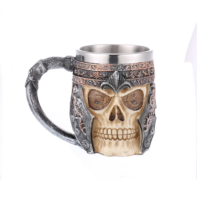 Chope Viking tête de mort avec poignée