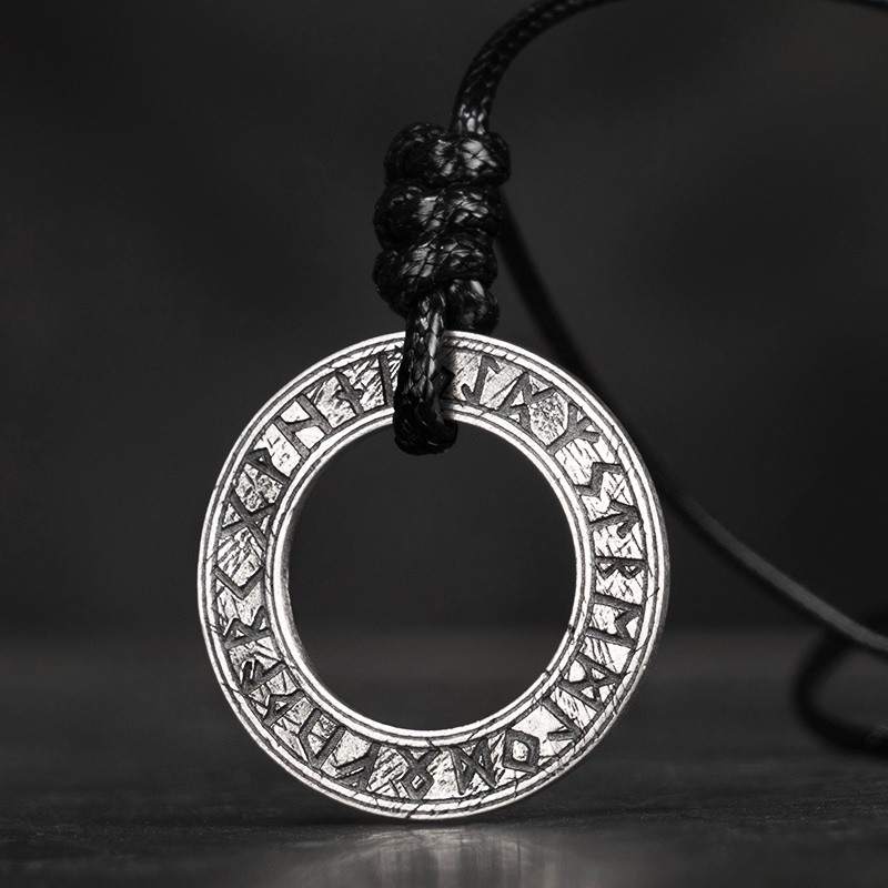 Collier Viking Cercle Runique chaine en cuir