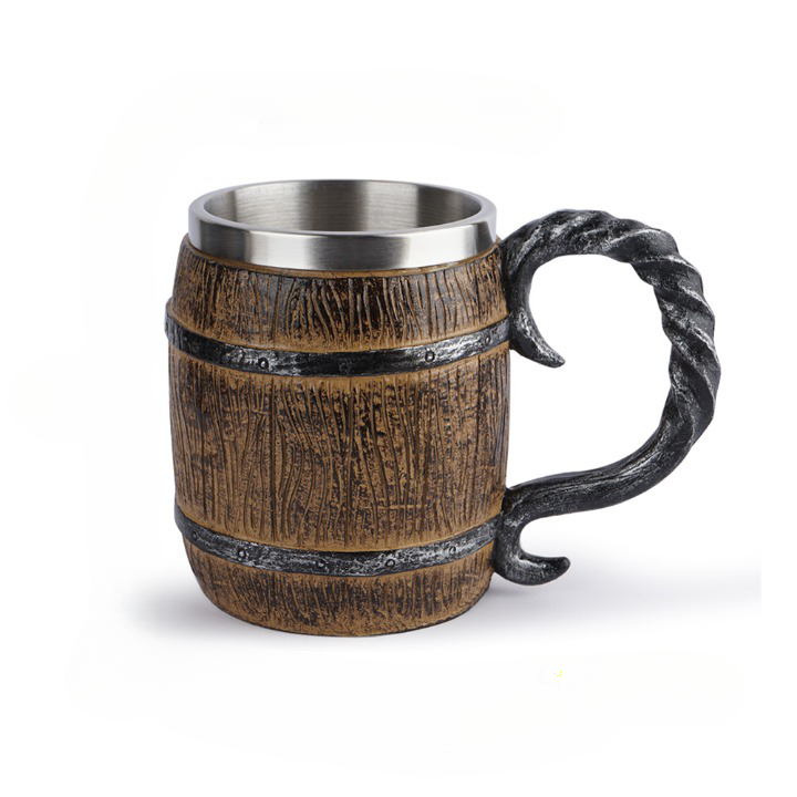 Chope viking en bois avec poignet rustique