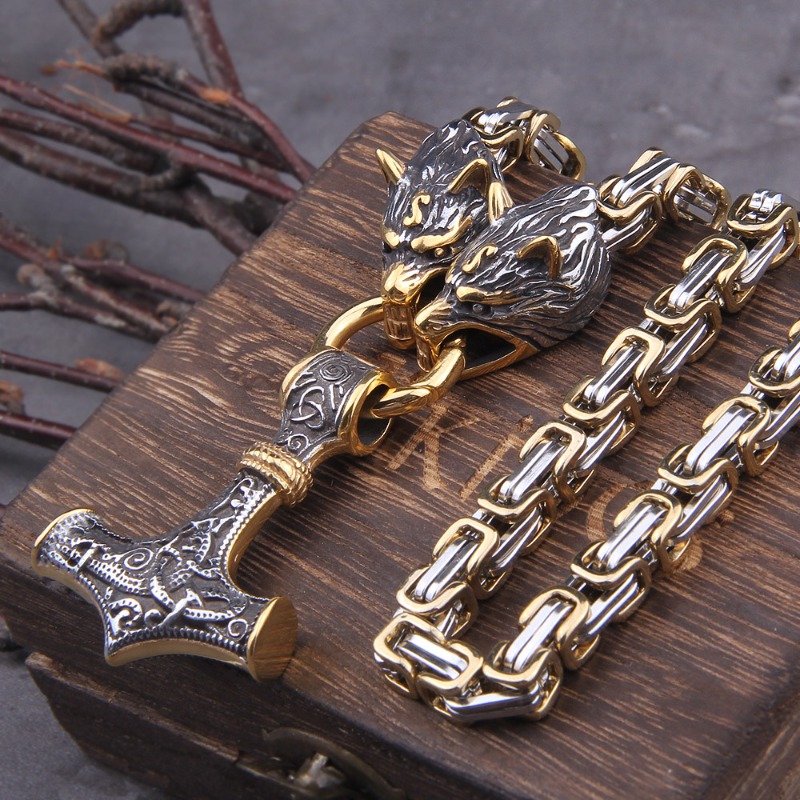 Collier Viking Loup Sköll et Hati — vue 2