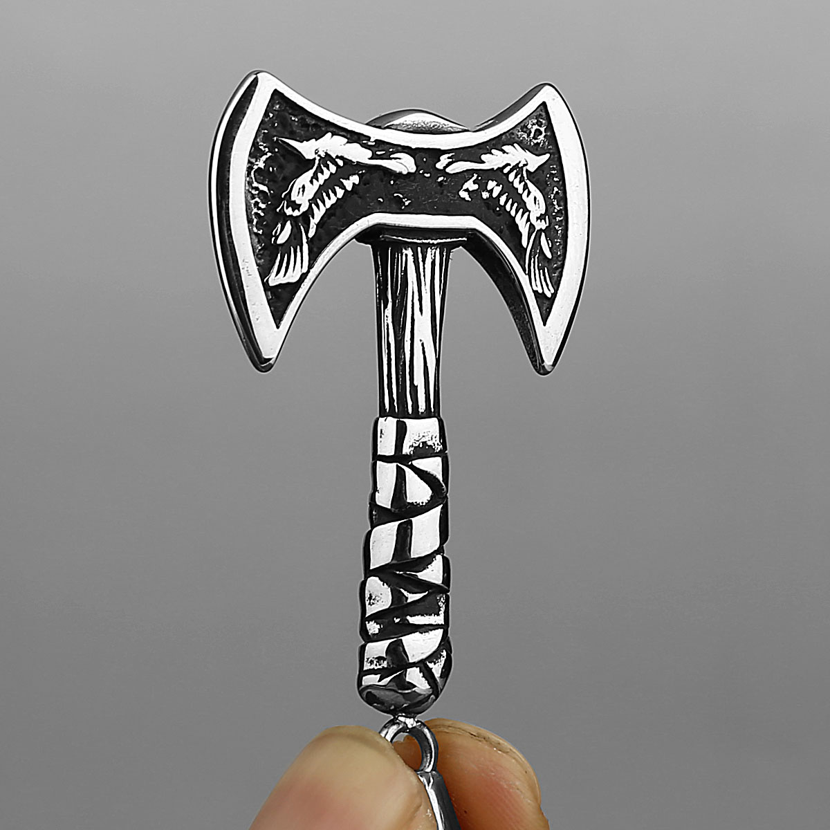 Collier Viking Amulette hache d'odin argenté — vue 2