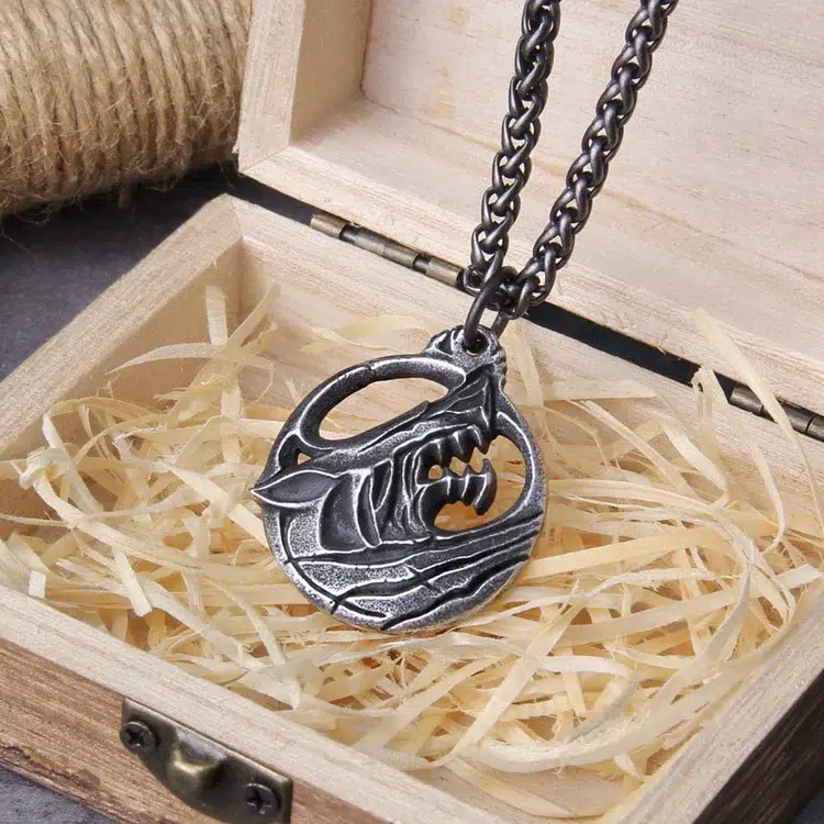 Collier Viking tête de Fenrir vintage — vue 2