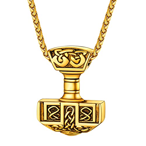 Collier Viking Marteau de Thor doré — vue 3