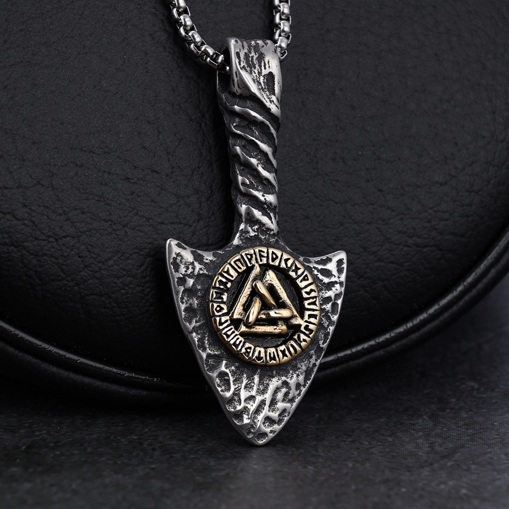 Collier viking flèche Rune Valknut doré — vue 2