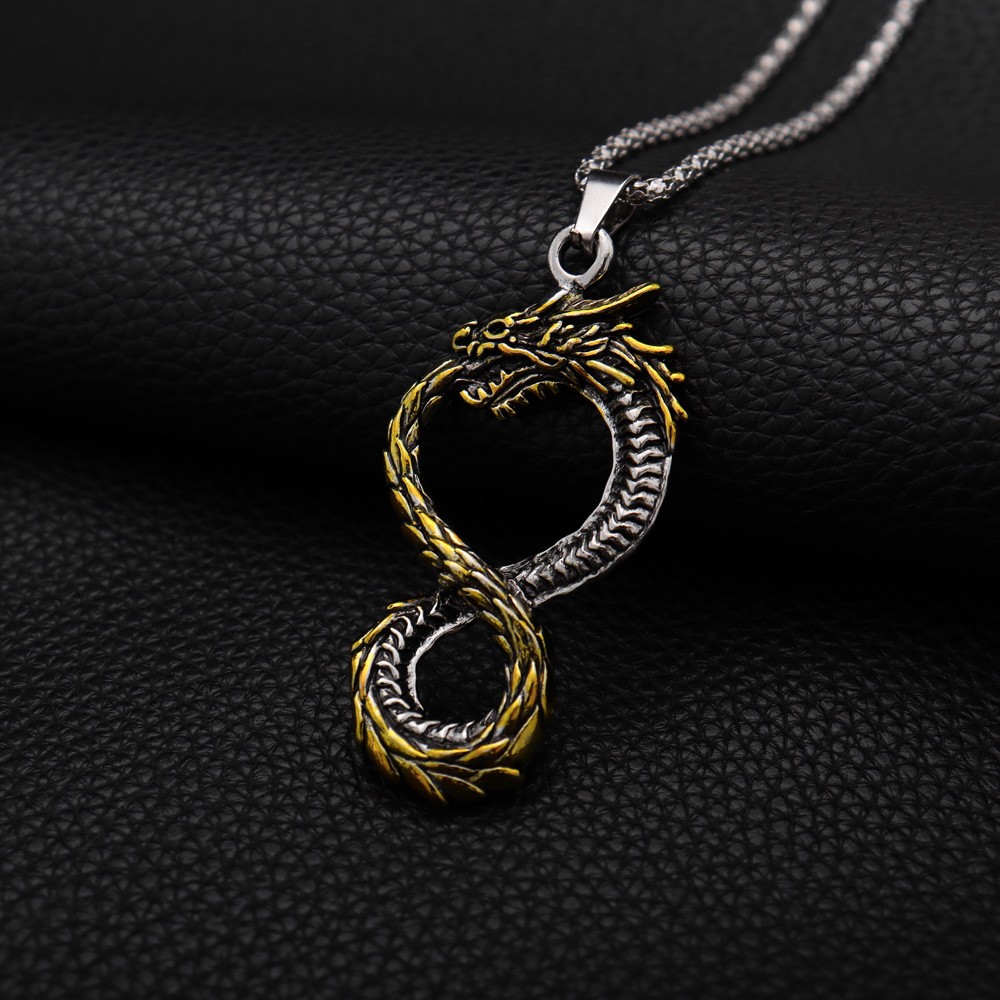 Collier du dragon Ouroboros doré