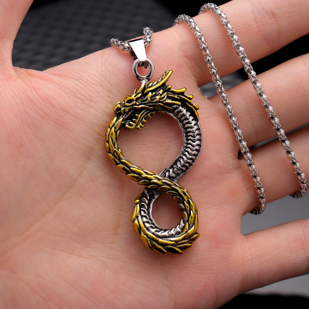 Collier du dragon Ouroboros doré — vue 2