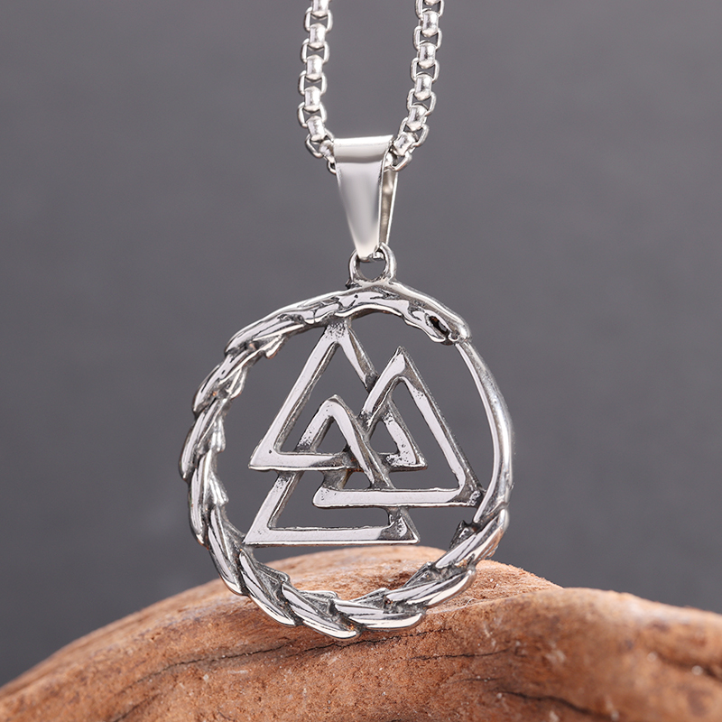 Collier viking Valknut avec dragon gardien des âmes
