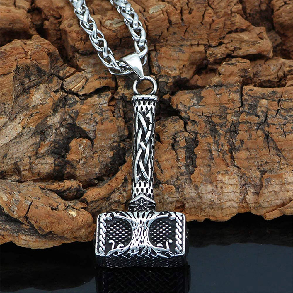 Collier viking Mjolnir orné de l'arbre de vie Yggdrasil — vue 2