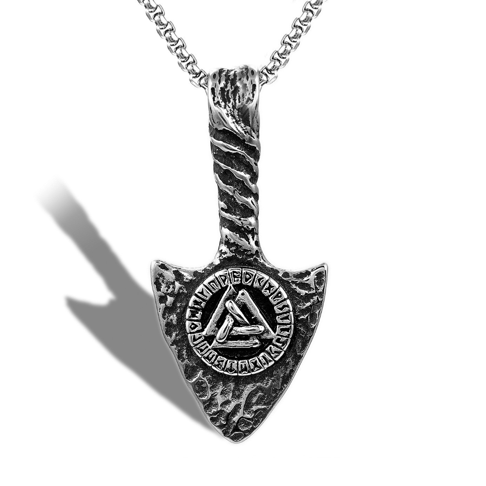 Collier viking flèche Rune Valknut argenté — vue 2